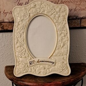 Elegant Porcelain 50th Anniversary Photo Frame